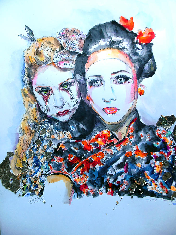 Halloween girls 3 Painting by Lucia Hoogervorst