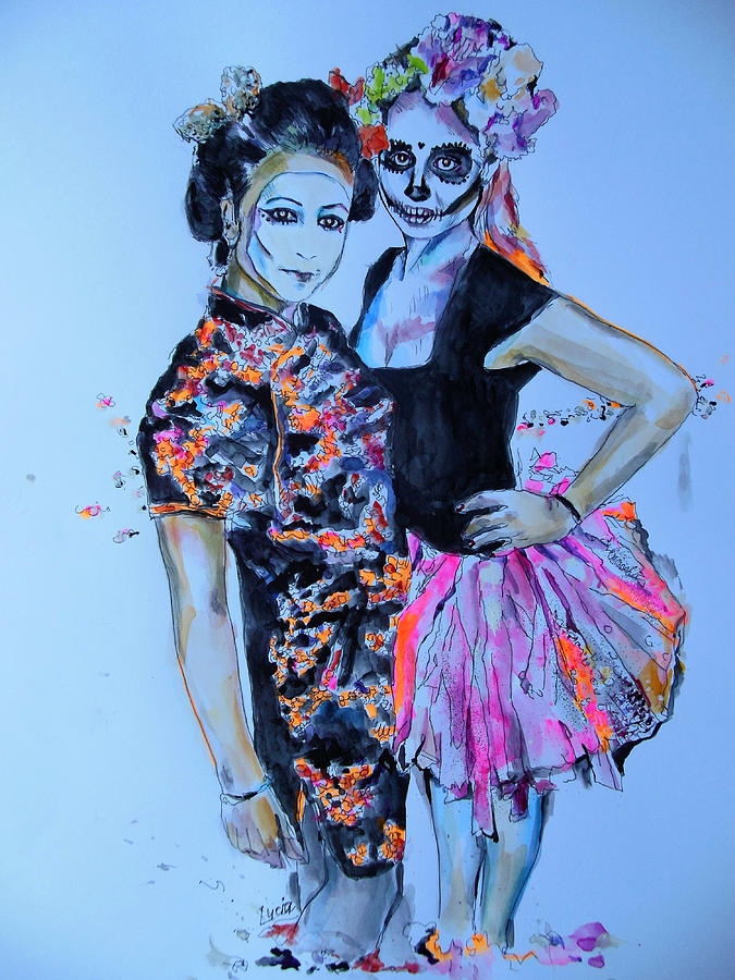 Halloween girls Painting by Lucia Hoogervorst