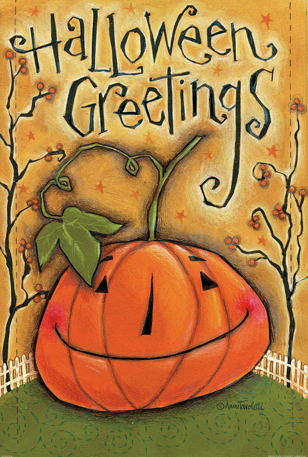 Halloween Painting - Halloween Greetings by Anne Tavoletti