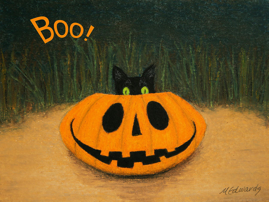 Halloween Kitty Boo Painting by Marna Edwards Flavell