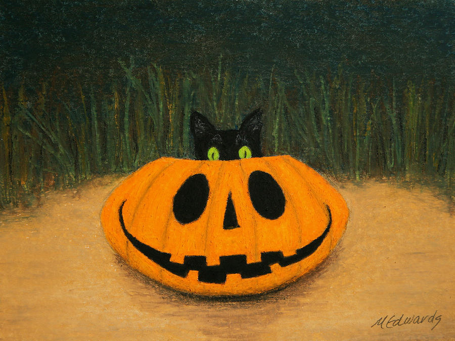 Halloween Kitty Painting by Marna Edwards Flavell