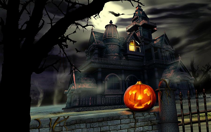Halloween Night at the Mansion  Digital Art by Movie Poster Prints