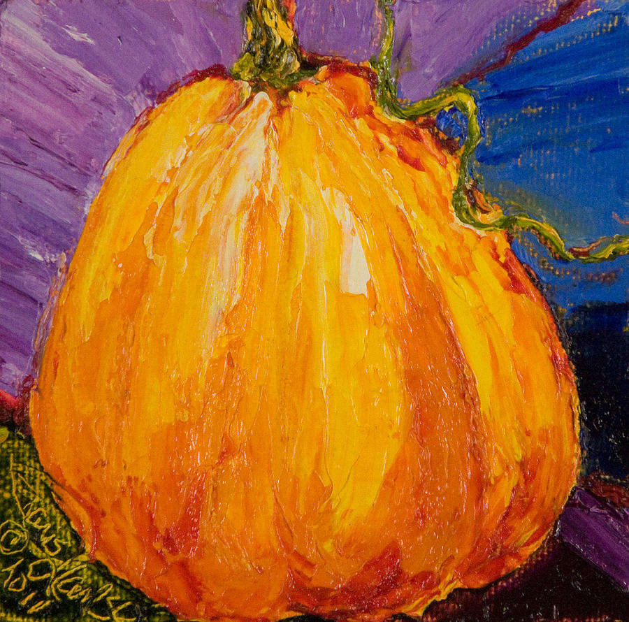 Orange Halloween Pumpkin Painting by Paris Wyatt Llanso
