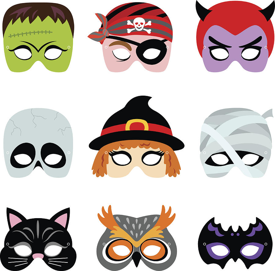 Halloween Printable Masks Drawing by Exxorian