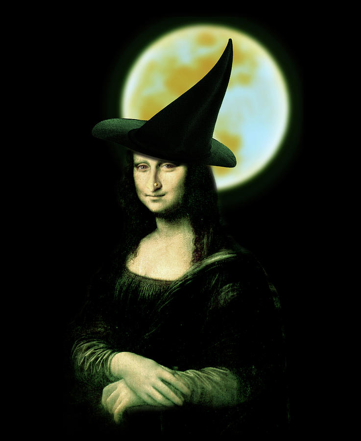 Halloween Witch Mona Lisa Digital Art by Gravityx9   Designs