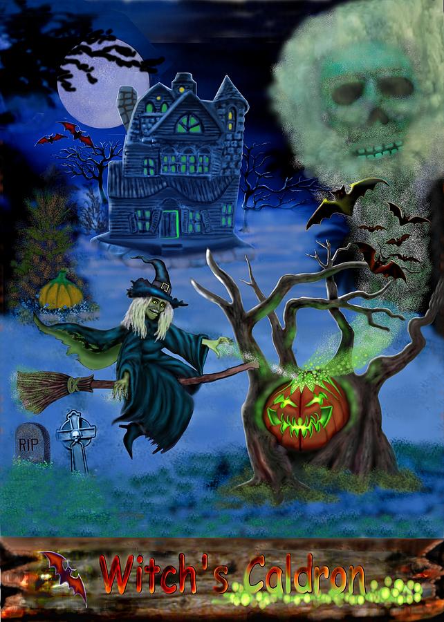 Halloween Witchs Coldron Digital Art by Glenn Holbrook