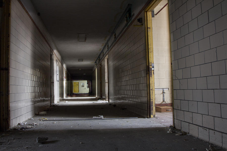Hallway in Northville Michigan Abandoned Asylum  Photograph by John McGraw