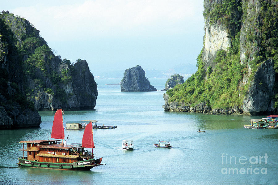 Boat Photograph - Halong Bay Sails 03 by Rick Piper Photography