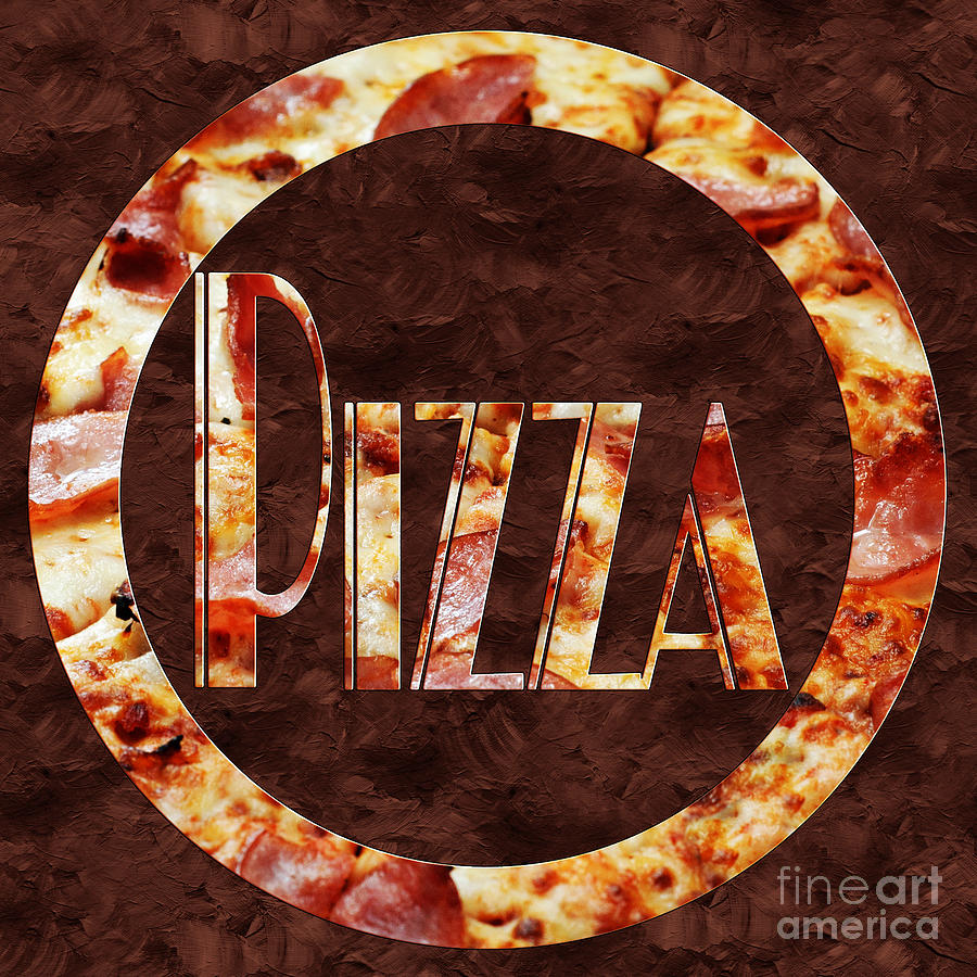 Ham Pizza Typography Square 1 Photograph by Andee Design
