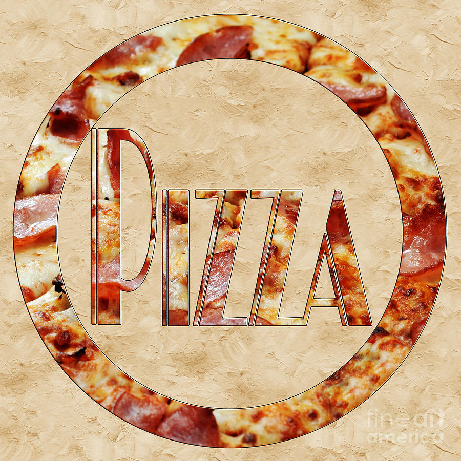 Ham Pizza Typography Square 2 Photograph by Andee Design