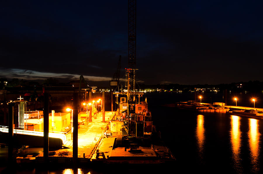 Hamburg Harbour At Night Photograph by Frank Gaertner Fine Art America
