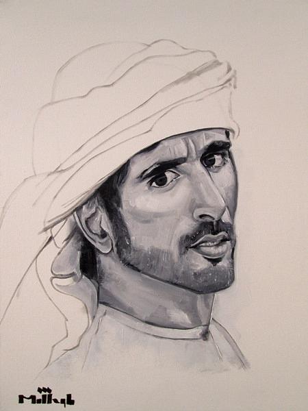 HAMDAN BIN MOHAMMED AL MAKTOUM portrait Painting by Saeed Motlagh