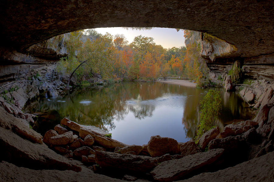 Texas Hill Country Images Photograph - Hamilton Pool Autumn Colors - Texas Hill Country by Rob Greebon