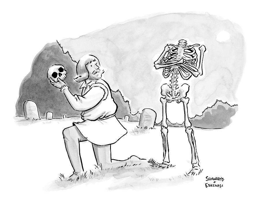 Hamlet Is Confronted By The Skeleton Whose Skull Drawing by Benjamin Schwartz