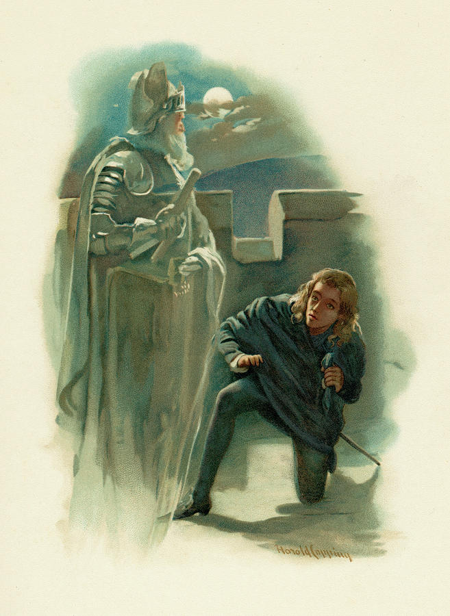 Hamlet With The Ghost Of His Father Drawing by Mary Evans Picture Library