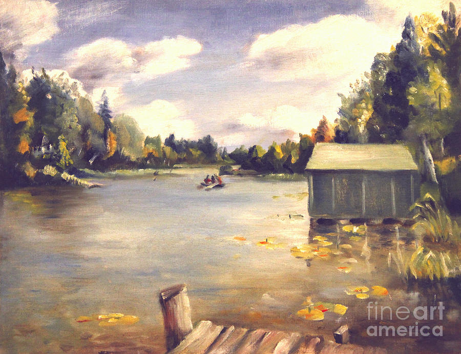 Hamlin Lake Dock 1945 Painting by Art By Tolpo Collection