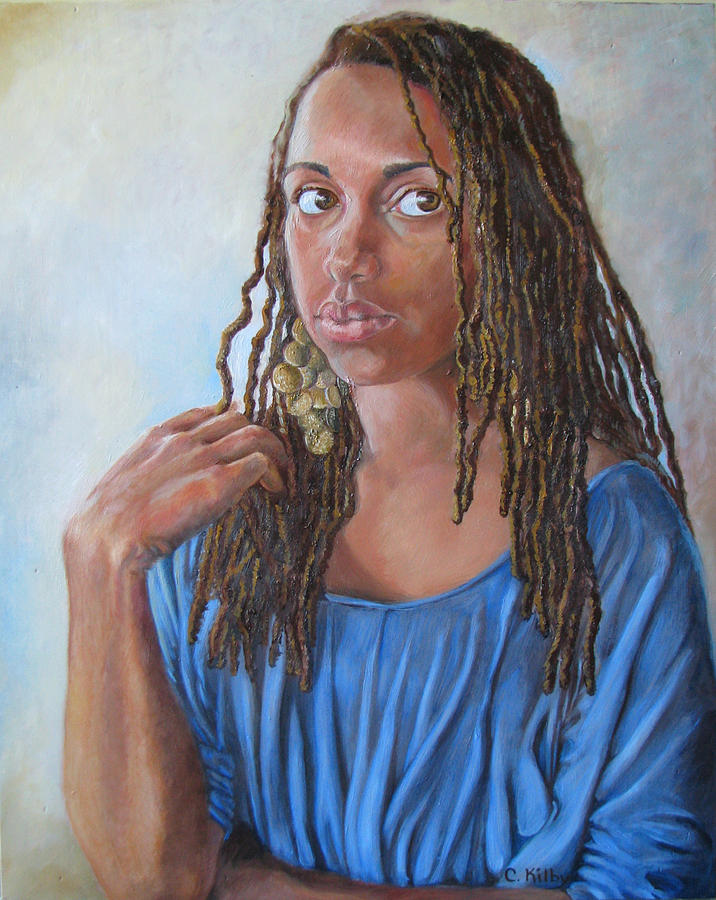 Portrait Painting - Hammered Ear Rings by Claudia Kilby