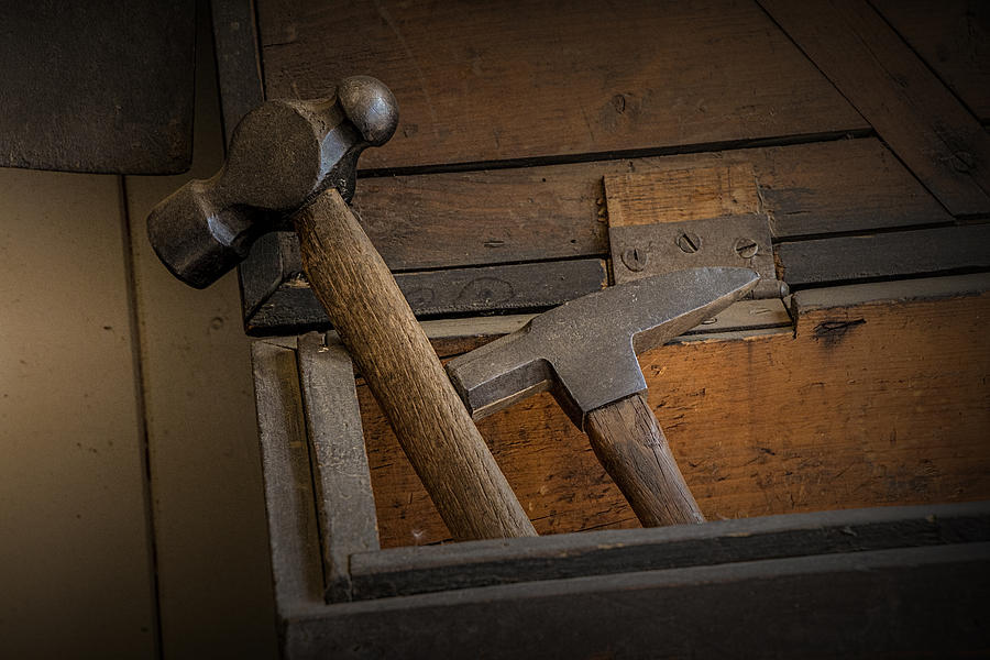 Hammers in a Wood Box Photograph by Randall Nyhof