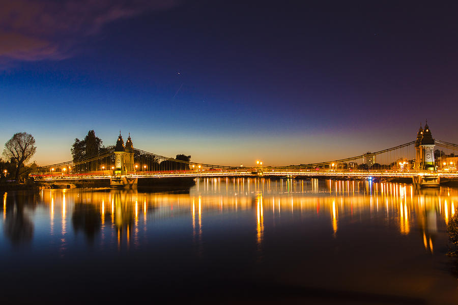 London Photograph - Hammersmith Bridge at night by Matthew Bruce