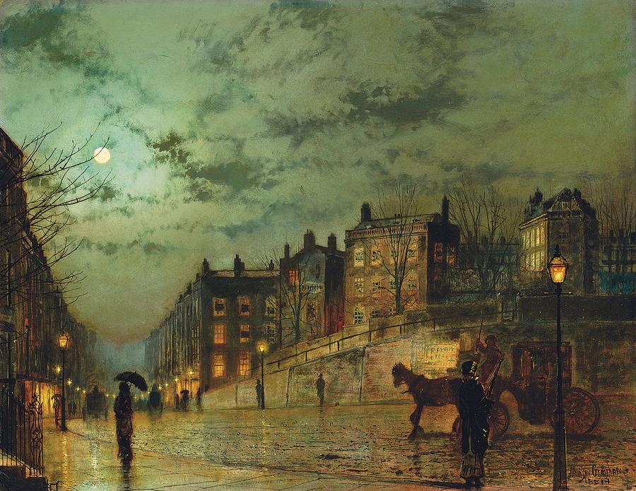 Sherlock Holmes Painting - Hampstead Hill, Looking Down Heath Street, 1881 by John Atkinson Grimshaw