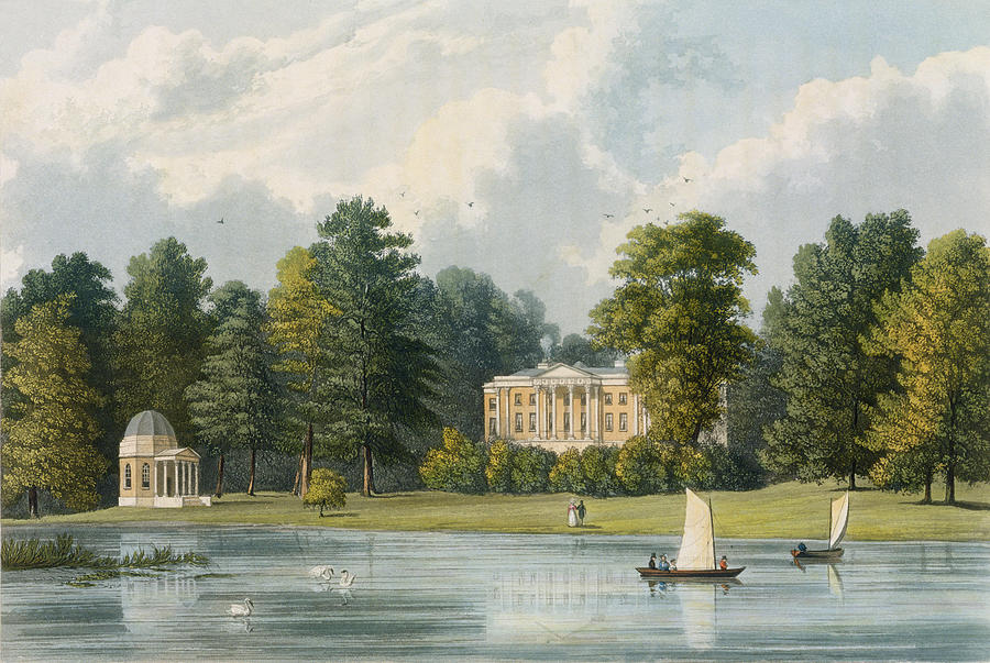 Garden Painting - Hampton House by William Westall