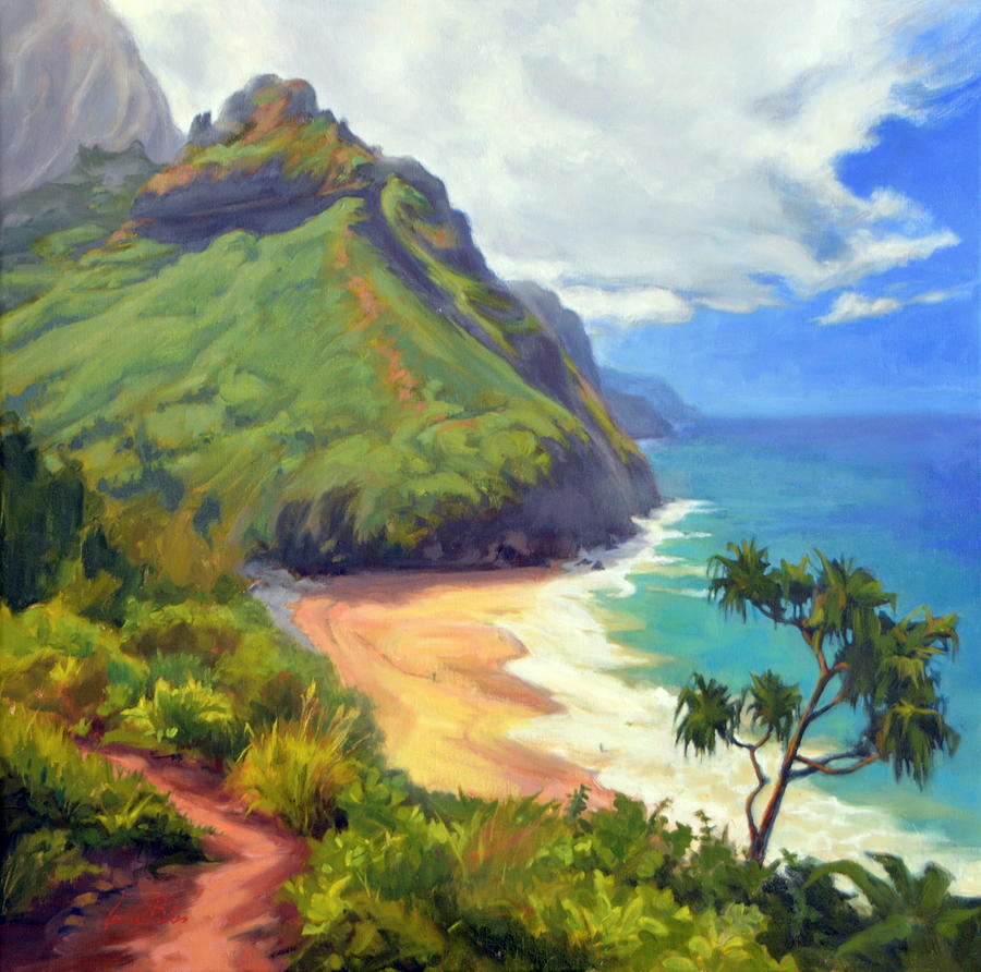 Hanakapi Ai Beach Kauai Painting By Laura Bates