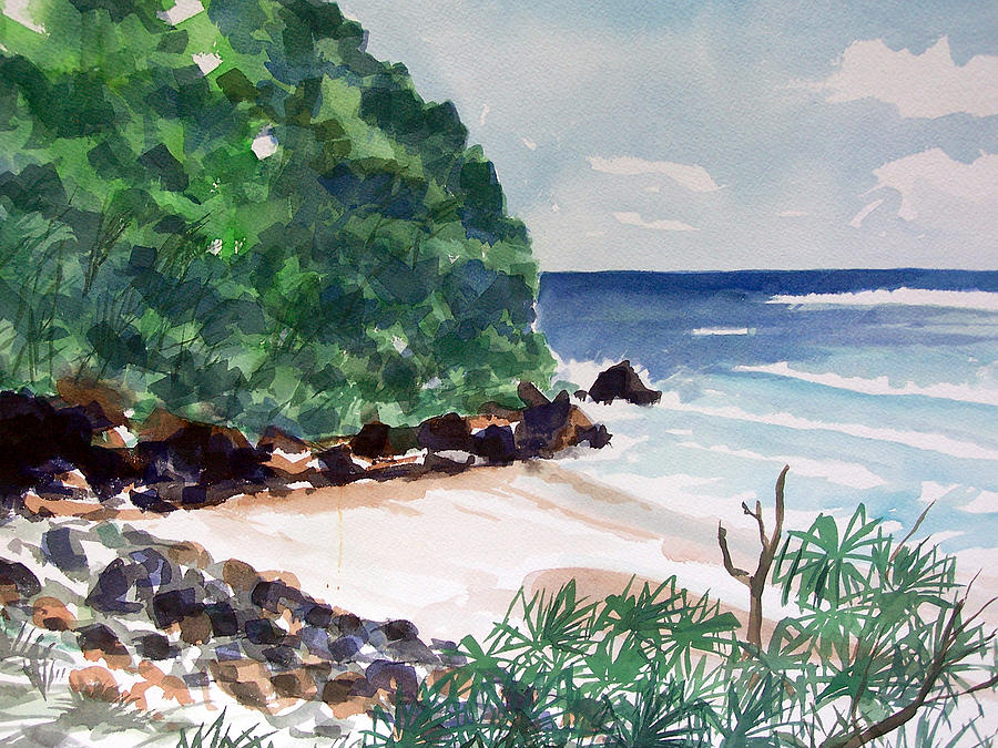 Watercolor Painting - Hanakapiai by Jon Shepodd Watercolor Painting - Hanakapiai by Jon Shepodd