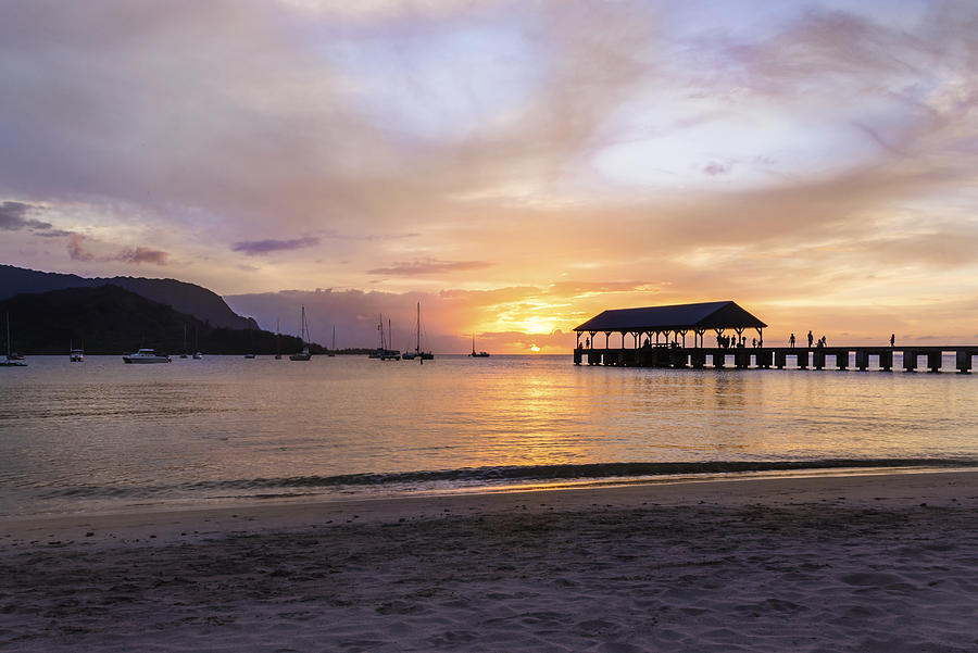Landscape Photograph - Hanalei Bay Pier Sunset 3 - Kauai Hawaii by Brian Harig