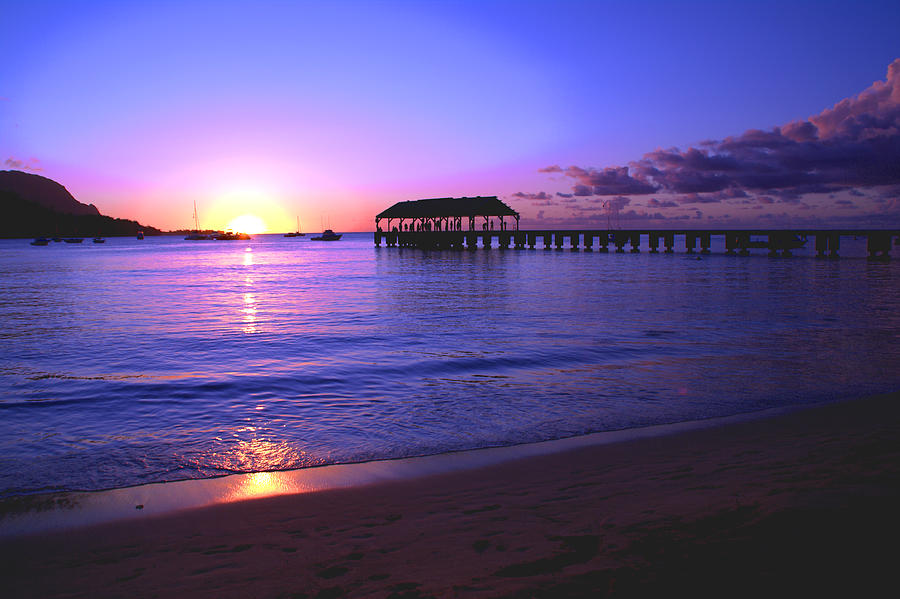 Landscape Photograph - Hanalei Bay Pier Sunset by Brian Harig