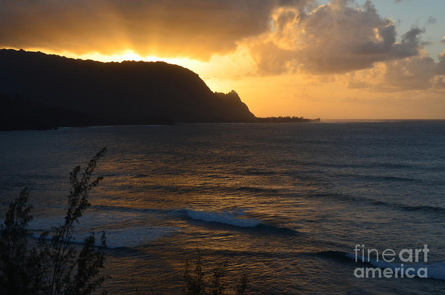 Hanalei Bay Photograph - Hanalei Bay Sunset by Greg Cross