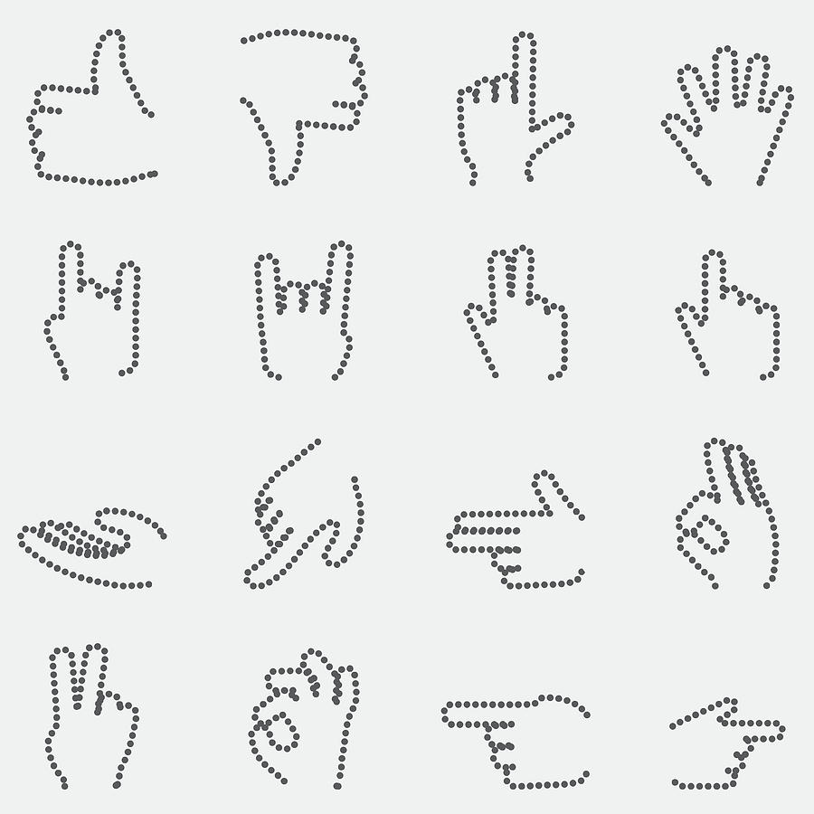 Hand Action Dot Line Icons Drawing by LueratSatichob