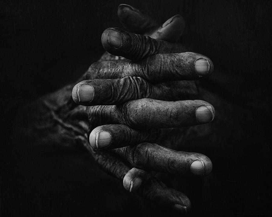 Black And White Photograph - Hand And Memories by Djeff Act