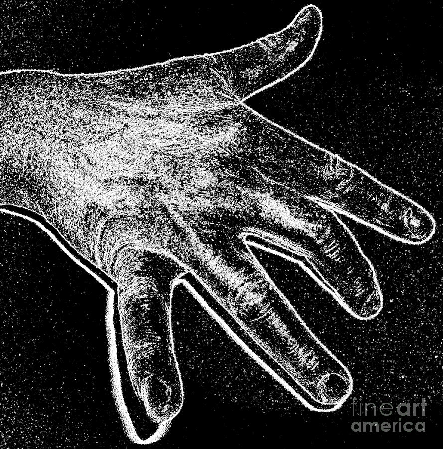 Black And White Hand Digital Art - Hand Black White Art Fingers Dance Hung Drum No.2 Dedicated to Hang Insomniac Jam on YT by Drinka Mercep