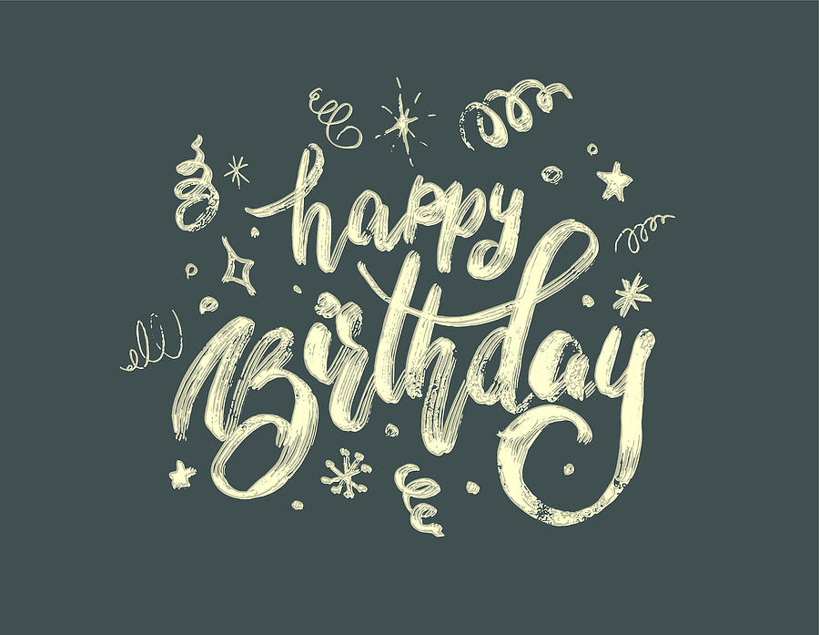 Hand-drawing Modern Lettering happy Birthday On White Background Drawing by Alexeikadirov