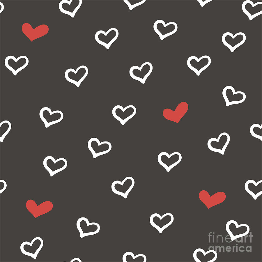 Romance Digital Art - Hand Drawn Doodle Seamless Pattern With by Fafarumba Romance Digital Art - Hand Drawn Doodle Seamless Pattern With by Fafarumba