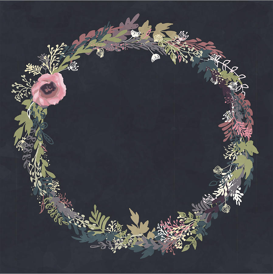 Hand drawn floral wreath Drawing by J614