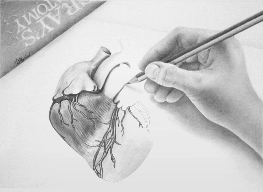 hand heart drawings in pencil