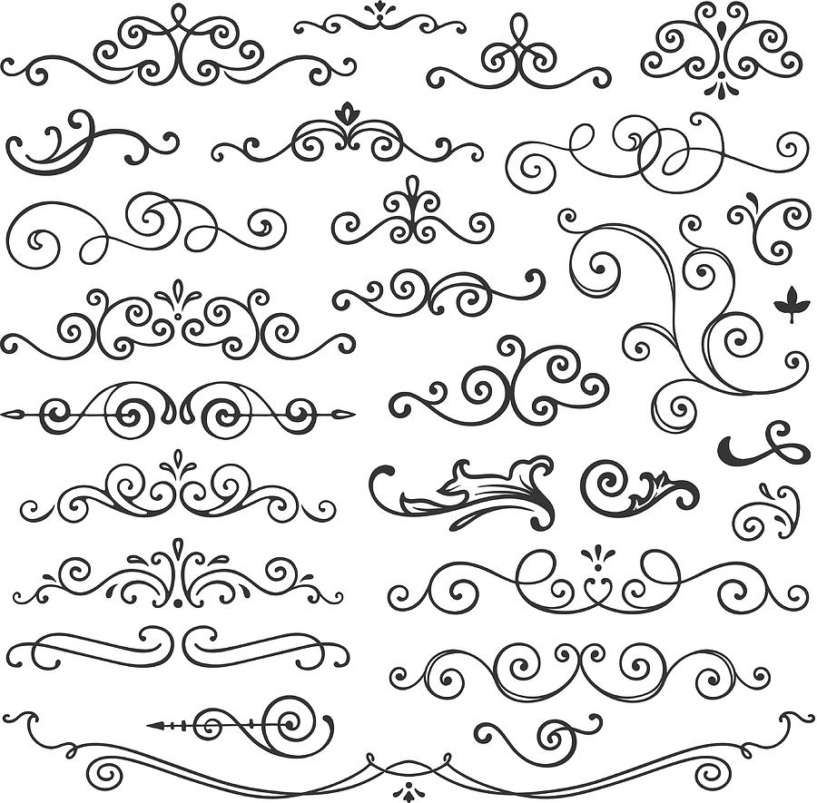 Hand Drawn Swirl Design Elements Drawing by Mishkom