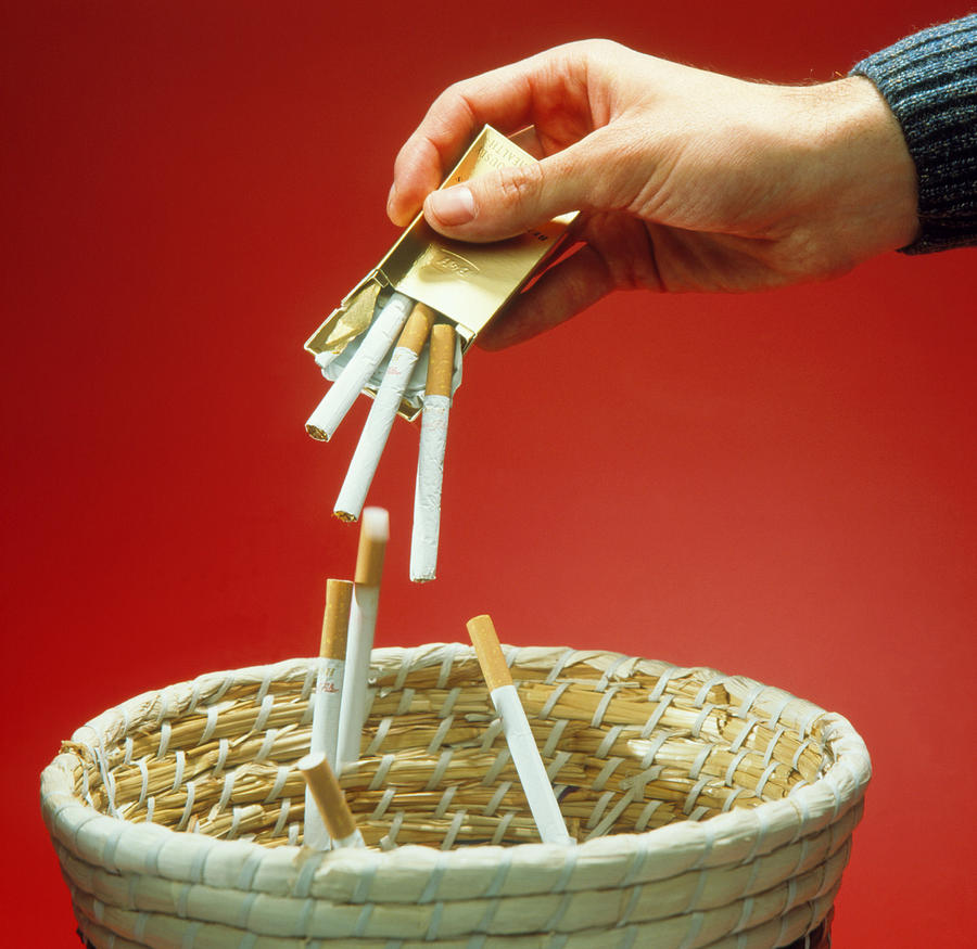 Hand Emptying A Cigarette Packet Into The Bin Photograph By Sheila Terry Science Photo Library