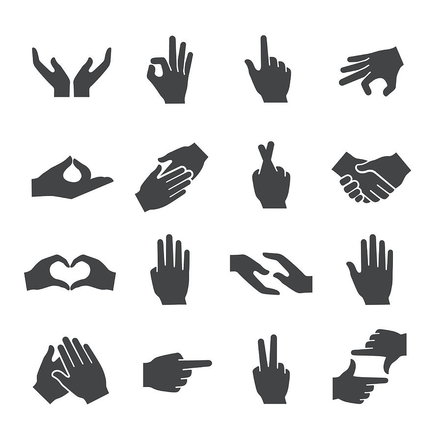 Hand Gestures Icons - Acme Series Drawing by -victor-