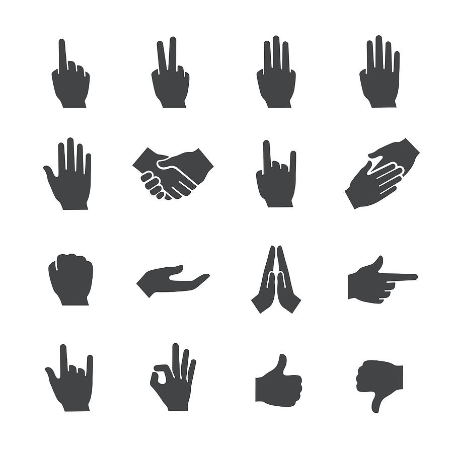 Hand Gestures Icons Set - Acme Series Drawing by -victor-