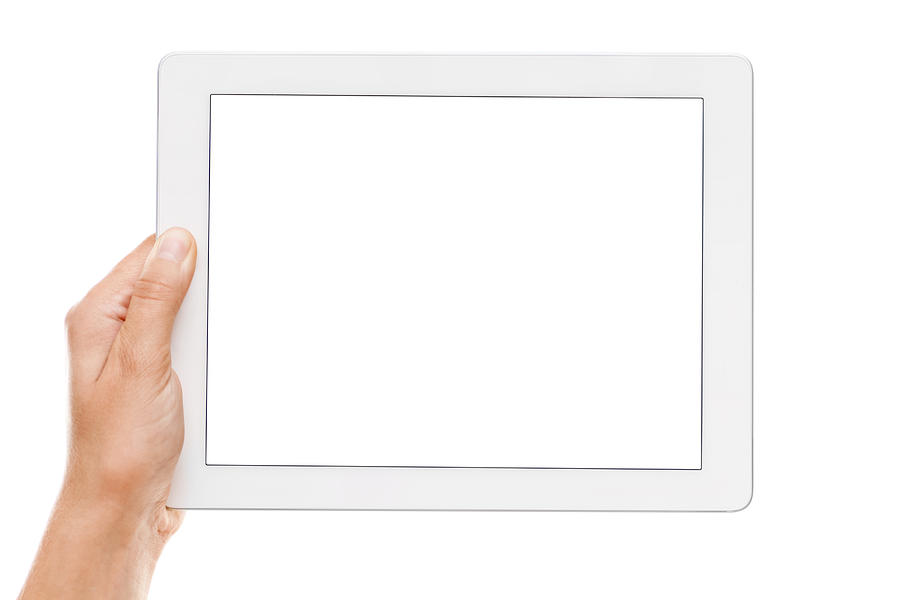 Hand holding a digital tablet with empty display Photograph by TommL