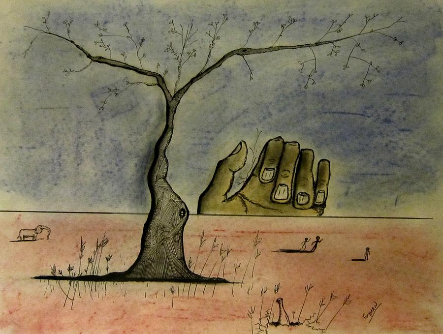 Hand on the Horizon Drawing by Dan Twyman