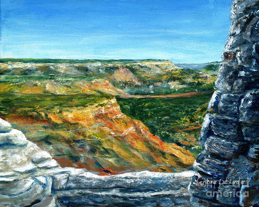 Hand Painted Palo Duro Texas Landscape Painting by Lenora  De Lude