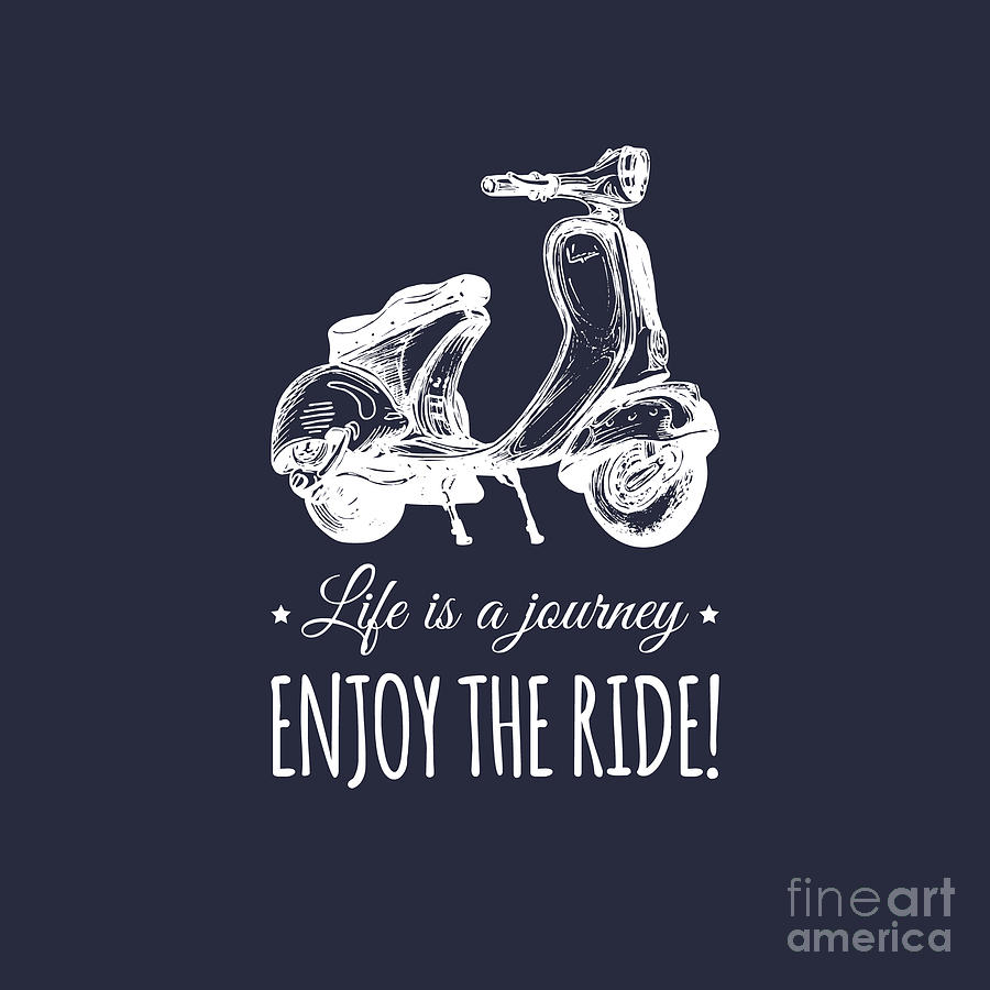 Typographic Digital Art - Hand Sketched Scooter Banner by Vlada Young