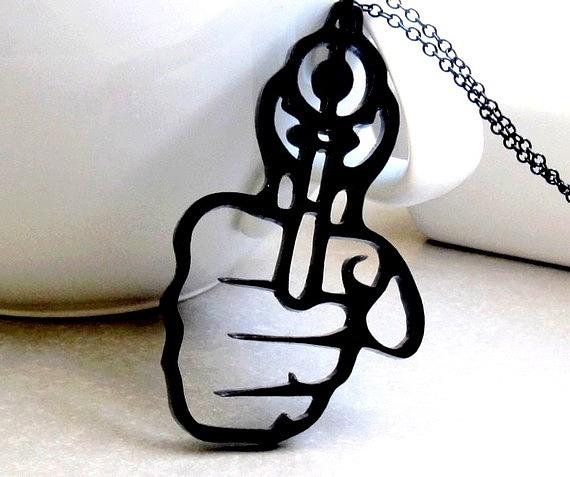 Jewelry Jewelry - Hand With a gun Pendant Necklace by Rony Bank