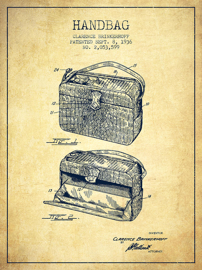 Vintage Digital Art - Handbag patent from 1936 - Vintage by Aged Pixel