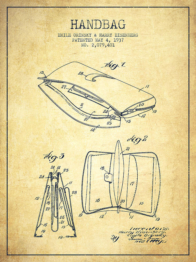 Vintage Digital Art - Handbag patent from 1937 - Vintage by Aged Pixel