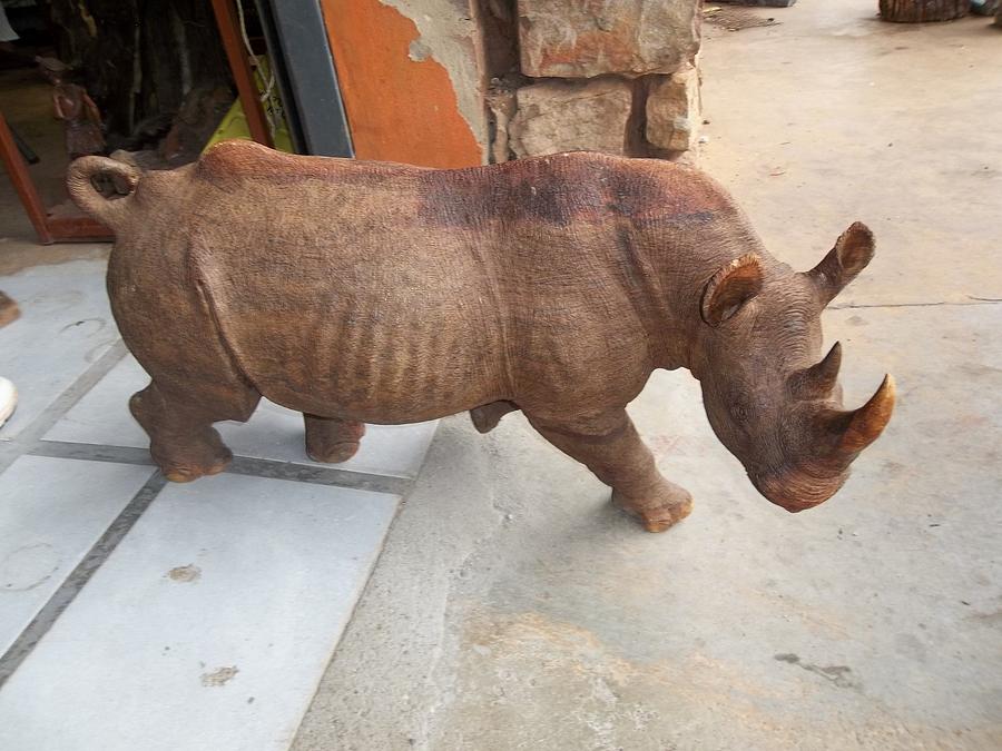 rhino wooden animal decor,african decor,animal decor,wooden animal art  rhino gift Rhino statue wooden rhino big five rhino art, Home Décor Home &  Living 