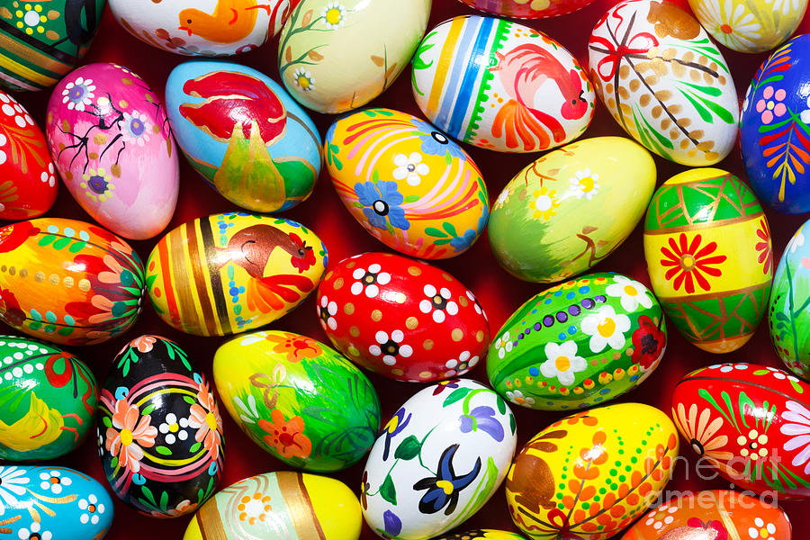 Egg Photograph - Handmade Easter eggs background by Michal Bednarek